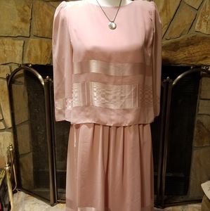 Vintage 80's Chiffon and Satin Dress Size 12 EUC